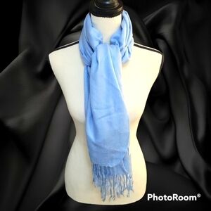 3/$30 PASHMINA Baby Blue Lightweight Fringe Scarf